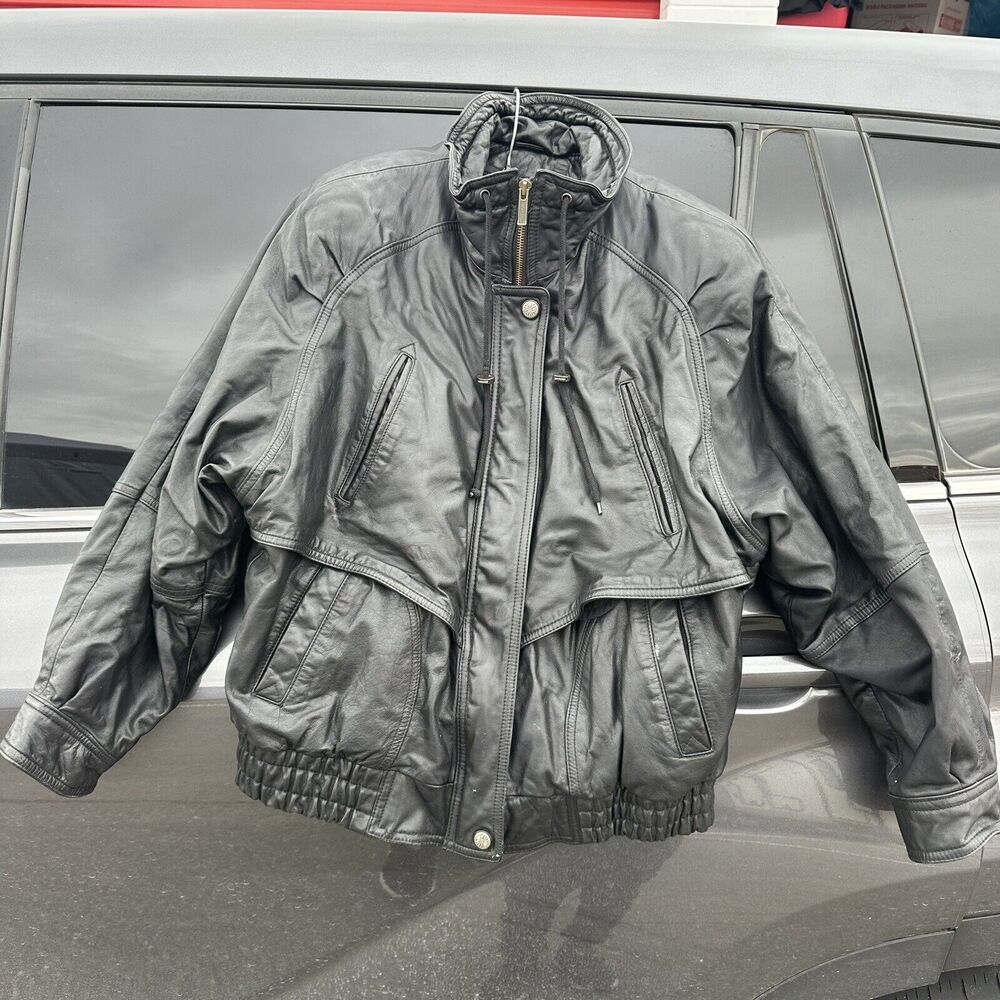 Wilsons Leather Jacket Womens Medium Black Moto Biker With Liner